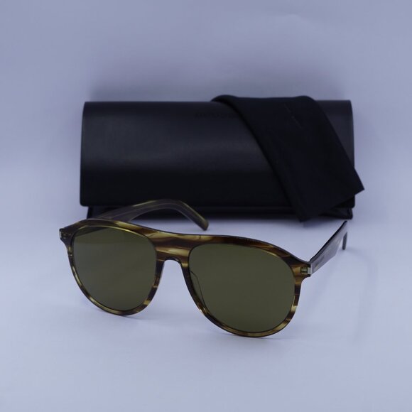 Saint Laurent SL432 SLIM 005 Aviator Sunglasses - Havana/Green - Picture 3 of 10